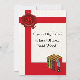 Invitación FIESTA DE GRADUACIÓN, Sello de cera roja blanca Mo
