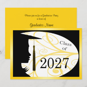 Invitación Fiesta de Graduación Silueta Amarilla y Negra 2027