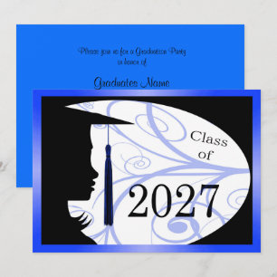 Invitación Fiesta de Graduación Silueta Azul y Negro 2027