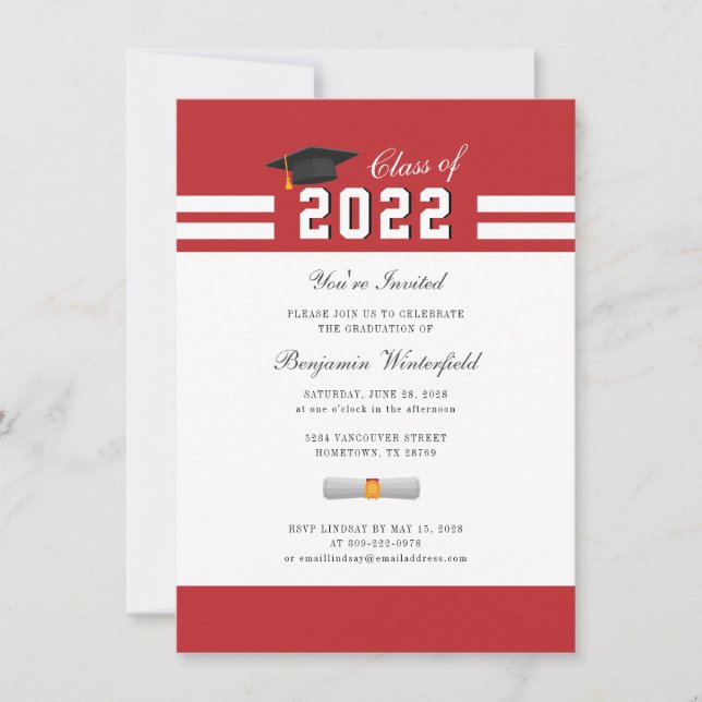 Invitación fiesta de Graduación Simple (Anverso)