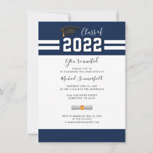 Invitación Fiesta de Graduación Simple Azul Marino para Gradu