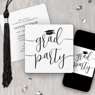 Invitación Fiesta de Graduación Simple Escritura Moderna Eleg