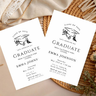 Invitación Fiesta de Graduación Simple garabato dibujado a ma