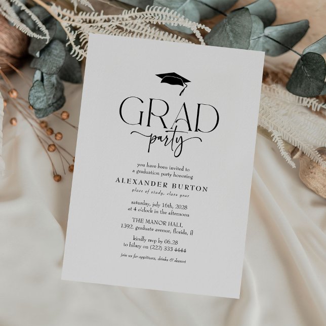 Invitación Fiesta de graduación simple GRAD (Subido por el creador)