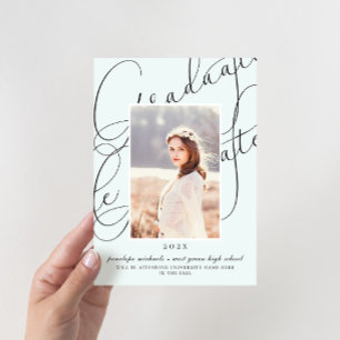 Invitación Fiesta de graduación suave de la foto de la menta