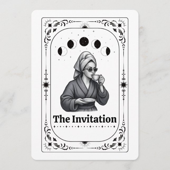Invitación Fiesta de Graduación Tarot Enfermera Profesora Gra (Anverso)