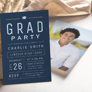 Invitación Fiesta de Graduación Tipografía Simple Moderna Mar