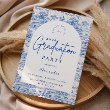 Fiesta de Graduación Toile Floral Azul