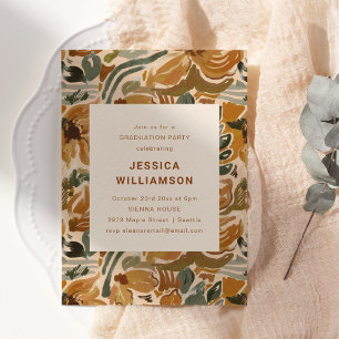 Invitación Fiesta de Graduación Tonos Terrosos Florales Moder