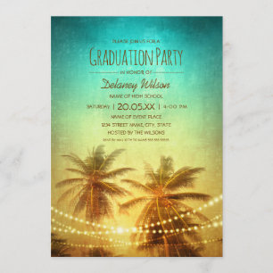 Invitación Fiesta de Graduación Tropical de Playa de Amanecer
