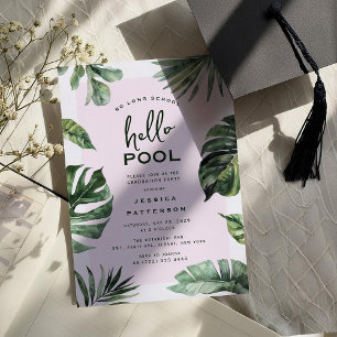 Invitación Fiesta de graduación tropical de verano para chica