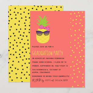 Invitación Fiesta de graduación tropical exótica linda de pla