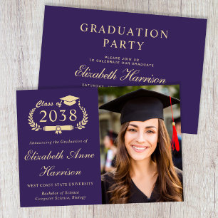 Invitación Fiesta de Graduación Universitaria Elegante de Oro