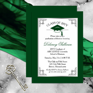 Invitación Fiesta de graduación universitaria formal verde el