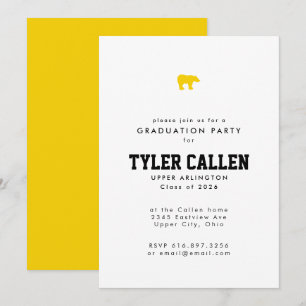 Invitación Fiesta de graduación Varsity Golden Bear texto sol