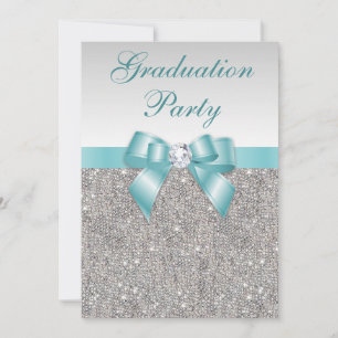 Invitación Fiesta de graduación verde azulada de los chicas