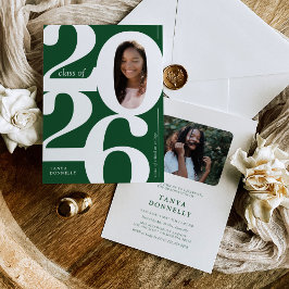 Invitación Fiesta de Graduación Verde Fotografía Tipográfica