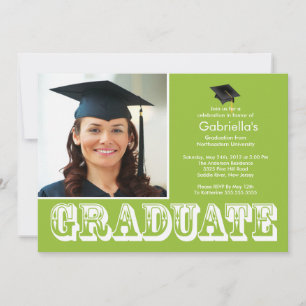 Invitación Fiesta de graduación verde graduada moderna de la