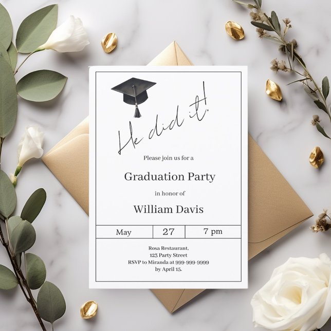 Invitación Fiesta de graduación verde sage Lo logró (Subido por el creador)