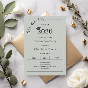 Invitación Fiesta de graduación verde salvia Lo logró