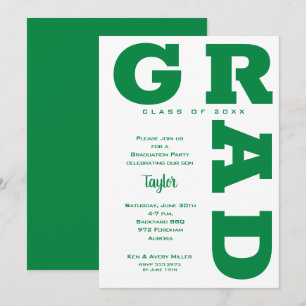 Invitación Fiesta de Graduación Verde y Blanco