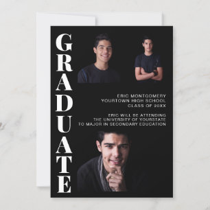 Invitación Fiesta de Graduación Virtual 3 Foto Negra