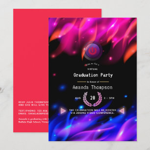 Invitación Fiesta de Graduación Virtual con Llamas de Brillo 
