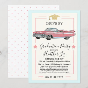 Invitación Fiesta de Graduación Virtual Femenina Drive By