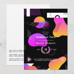 Invitación Fiesta de Graduación Virtual Geométrica Brillante