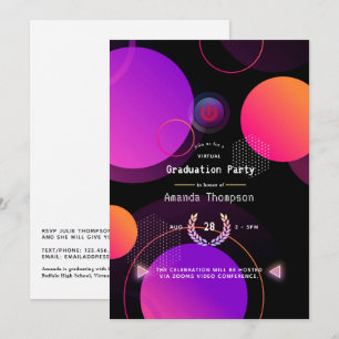 Invitación Fiesta de Graduación Virtual Geométrica Brillante