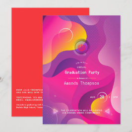 Invitación Fiesta de Graduación Virtual Geométrica con Brillo
