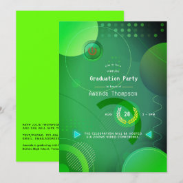 Invitación Fiesta de graduación virtual geométrica verde