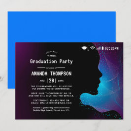 Invitación Fiesta de Graduación Virtual Resplandor Futurista