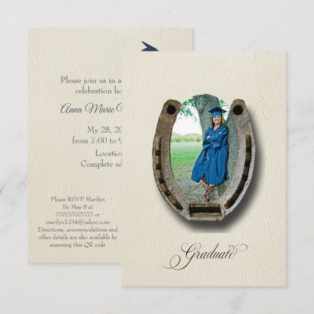 Invitación Fiesta de Graduación Western Rústica  (Anverso / Reverso)