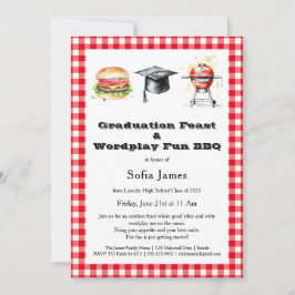 Invitación Fiesta de Graduación y BBQ con Juegos de Palabras
