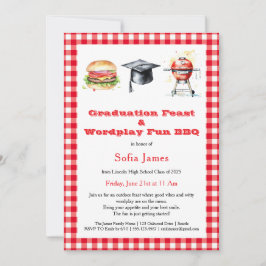 Invitación Fiesta de Graduación y BBQ divertido con juegos de