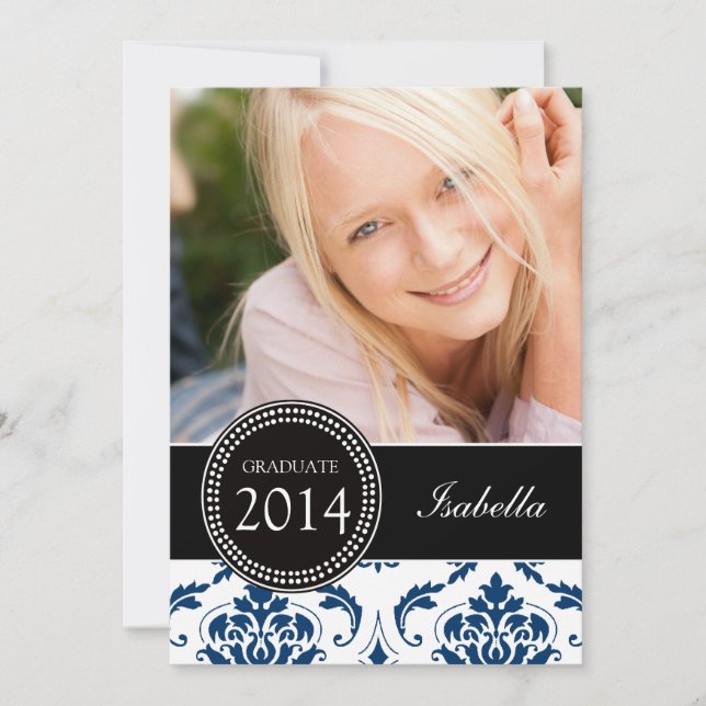 INVITACIÓN FIESTA DE GRADUADO AZUL DE NIÑA (Anverso)