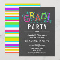 Fiesta de Graduado Retro Neon Doodles Chalkboard