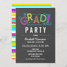 Fiesta de Graduado Retro Neon Doodles Chalkboard
