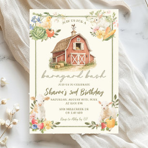 Invitación Fiesta de Granja de Rosa Verde Salvia