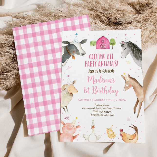 Invitación Fiesta de Granja Rosa (Subido por el creador)