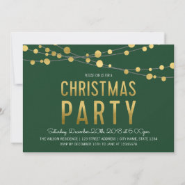 Invitación Fiesta de Green Faux Gold Strings of Lights Navida