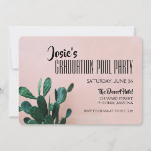 Invitación Fiesta de grupo de graduación de cactus rosados