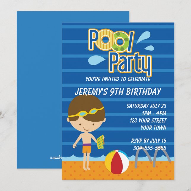 Invitación Fiesta de grupo de niños Cumpleaños (Anverso / Reverso)