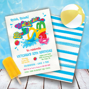 Invitación Fiesta de grupo de tobogán acuático BIrthday Bash