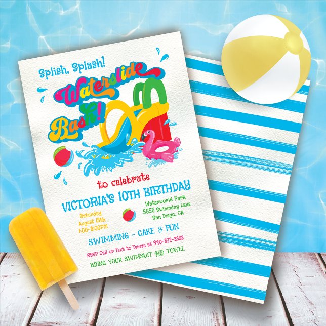 Invitación Fiesta de grupo de tobogán acuático BIrthday Bash (Subido por el creador)