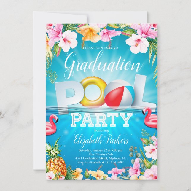 Invitación Fiesta de grupo de verano de graduación (Anverso)