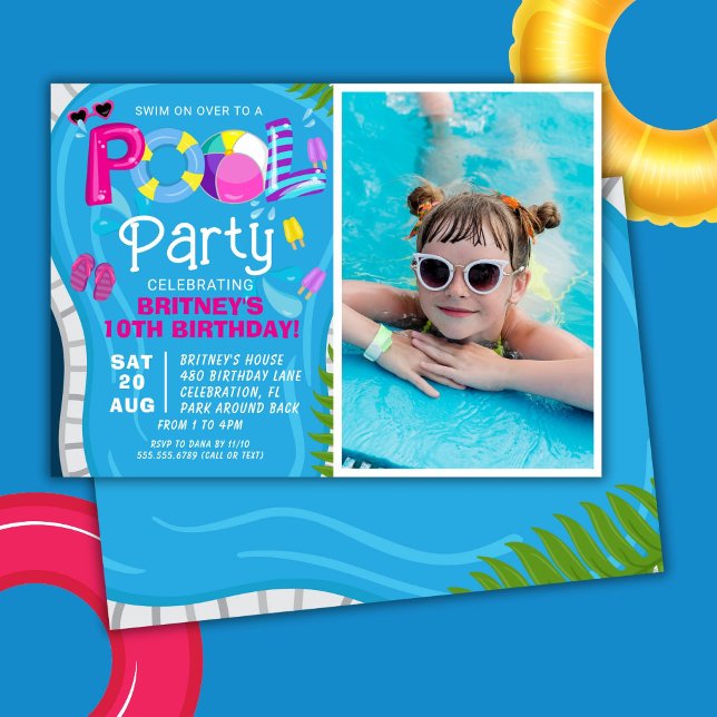 Invitación Fiesta de grupo fotográfico Chica de verano fiesta (Subido por el creador)