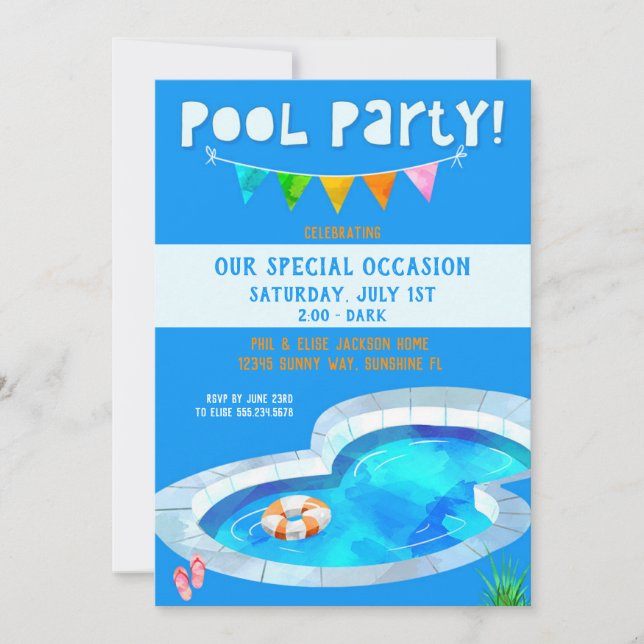 Invitación Fiesta de grupo reducido para cualquier ocasión (Anverso)