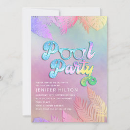 Invitación fiesta de grupos de guiones de hojas tropicales ho